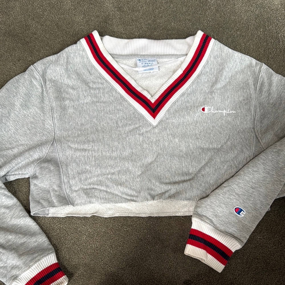 Champion Gray V-Neck Women's Sweater